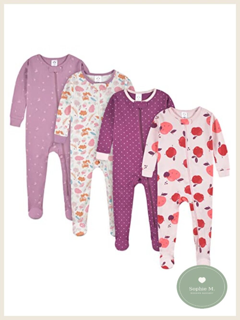 Gerber Baby Girls 4-Pack Footed Pajamas 100% Cotton Snug Fit Sleepers